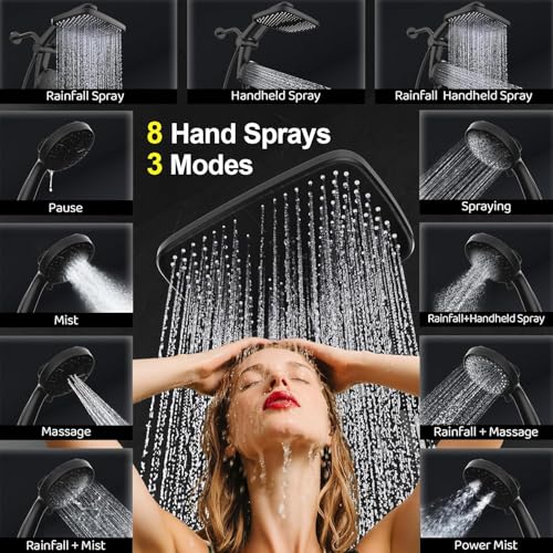 12 Inch High Pressure Rain Shower Head with Handheld Spray Combo