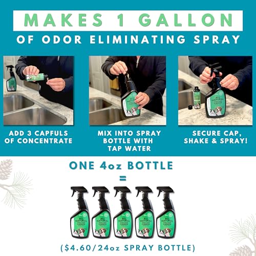 All Natural Stain & Urine Odor Eliminator Pet Enzyme Cleaner. Makes 1 Gallon. Dog & Cat Pee Smell Remover. Best Spray for Carpet (128 Fl Oz)