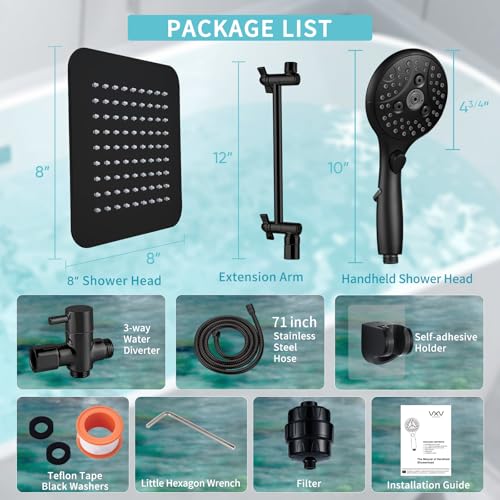 8'' Dual 20 Stage Filtered Shower Head with Handheld