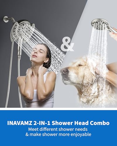 2 in 1 Shower Head with Handheld Combo High Pressure Nickel 2.5 GPM (2 Count)