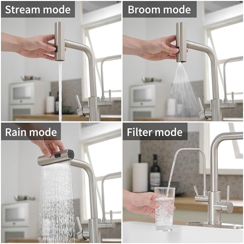 Kitchen Faucets with Water Filter and Pull Down Sprayer