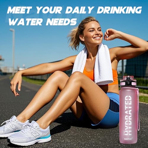 Water Bottle 32 oz Motivational Time Marker Tritan Bottle
