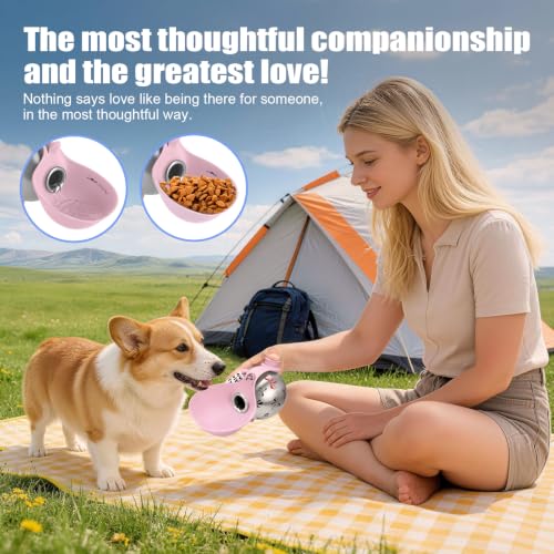 Portable Dog Water Bottle 10oz Stainless Steel Travel Dog Water Dispenser with Bowl No