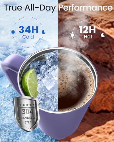 Insulated Mug 100% Spill Resistant Insulated Water Bottle for Iced Coffee & Hot Drinks
