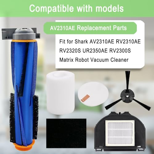 RV2310AE Replacement Parts for Shark AV2310AE RV2310AE RV2320S UR2350AE RV2300S Matrix Robot Vacuum Cleaner 1 Main Brush Roller 2 Sets Foam Filters 2 Filters 6 Side Brushes