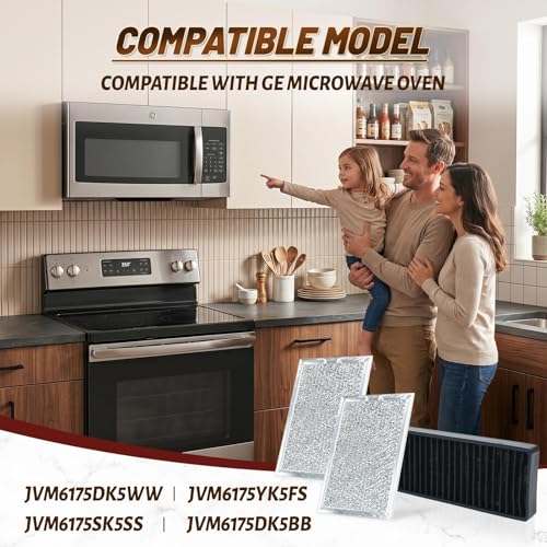 2 JVM6175DK5WW Microwave Grease Filter & 1 WB06X10807 Carbon Filter