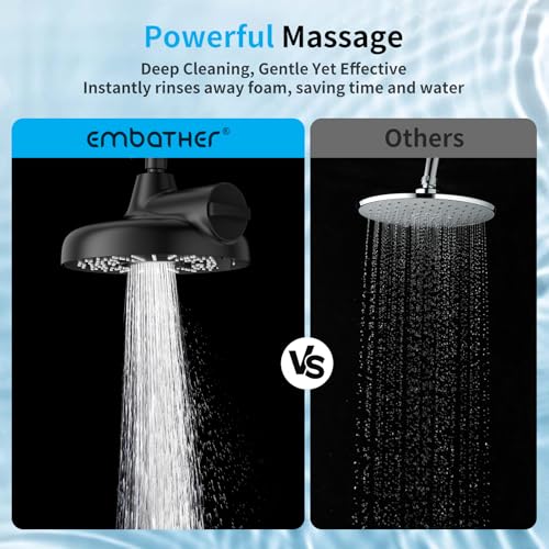 8 Inch Filtered Shower Head with Extension Arm Matt Black