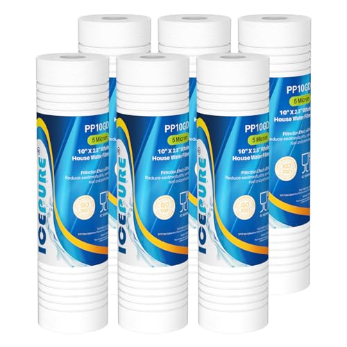 5 Micron 10" x 2.5" Whole House Sediment Home Grooved Water Filter Cartridge Replacement for AO (6 Count)