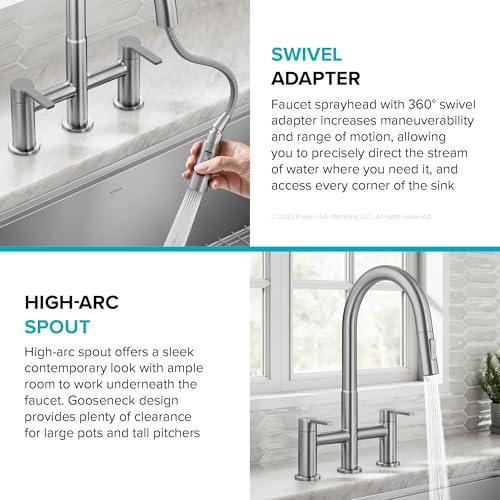 Oletto Bridge Kitchen Faucet with Pull