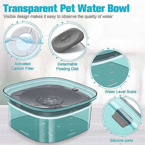 4L Dog Water Bowl No Spill Large Capacity Slow Drinking Water Feeder