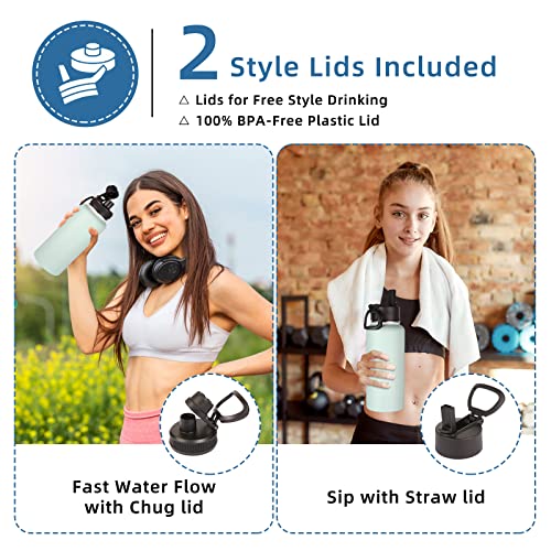 32 oz Insulated Water Bottle with Straw Lid & Spout Lid
