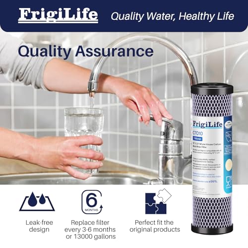1 Micron 10" x 2.5" Whole House CTO Carbon Sedimen Water Filter Compatible DuPont WFPFC8002 (3 Count)