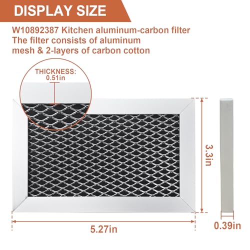W10892387 Microwave Charcoal Grease Filter for Whirlpool Maytag Amana