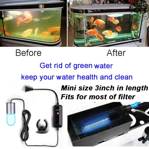 Aquarium UVC Clean Light Algae Clear Green Bloom Clean Fish Tank UVC Water Clean Lamp for Sump Pond Filter Tank