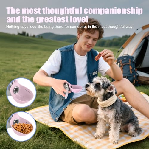 Portable Dog Water Bottle 10oz Stainless Steel Travel Dog Water Dispenser with Bowl No