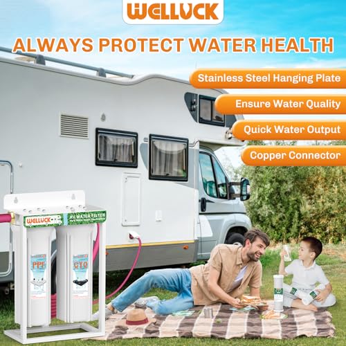 External RV Dual Water Filter System Reduce Chlorine and Odor
