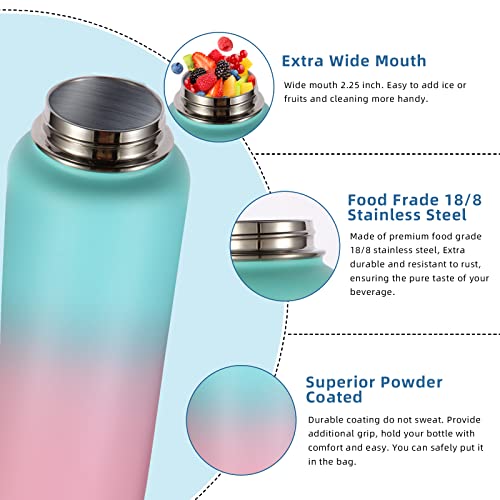 32 oz Water Bottles Bulk 2 Pack with Straw Lid & Spout Lid (2 Count)