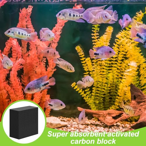8 Pcs Aquarium Cube Filter Activated Carbon Aquarium Filter Water Filter for Fish Tank 4 x 4 x 2 Inch Cube Honeycomb Structure Charcoal Deodorant for Ponds Pools Horses Stock Tank Filtration (8 Count)