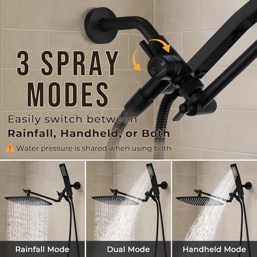 All Metal 16" Rain Shower Head with Handheld for Bathroom Upgrade
