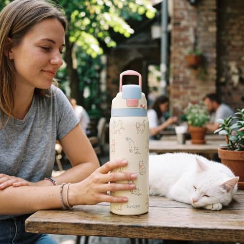 Cat Stainless Steel Water Bottle 32 Ounces