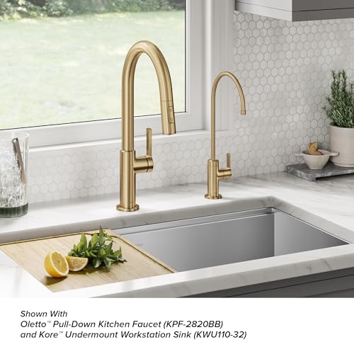 Oletto Single Handle Drinking Water Filter Faucet for Reverse Osmosis or Water Filtration System in Brushed Brass