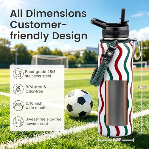 40 oz Insulated Water Bottle with Straw