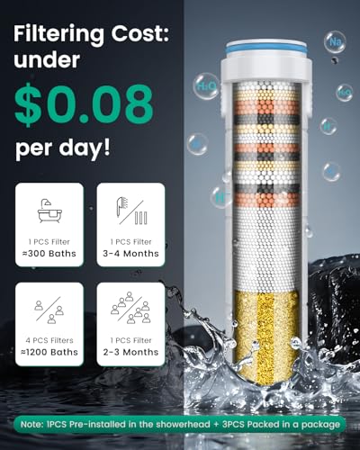Filtered Shower Head with Handheld 4PCS Filters ShowerHead