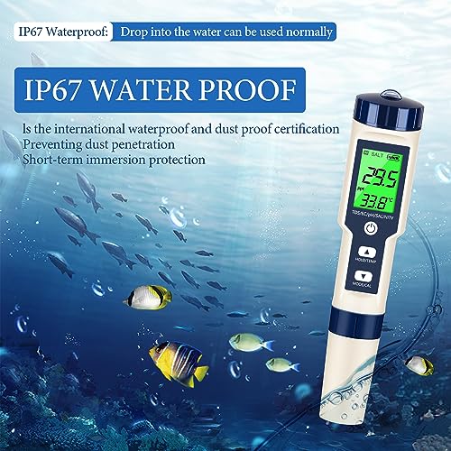 PH Meter & TDS Meter Digital Water Tester 5 in 1 Salinity Tester PH Temp EC and TDS Meter