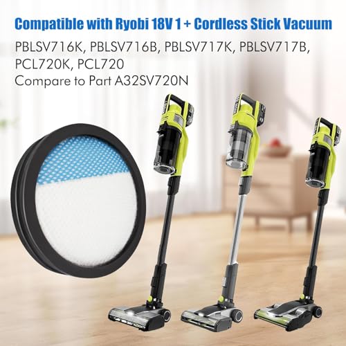 3 Pcs Washable Filter for Ryobi 18V ONE + PCL720 (3 Count)