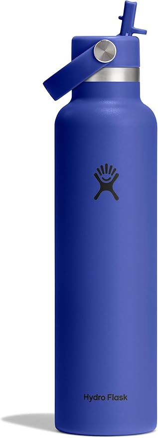 Hydro Flask Water Bottle - Insulated Stainless Steel - Straw Lid, Non Spill, Leakproof in 24 Oz Capri Blue