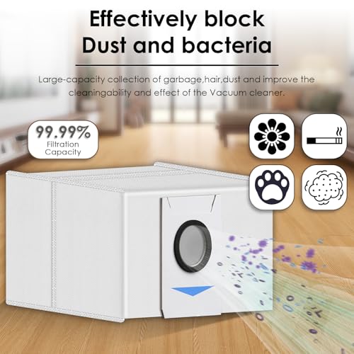 10 Pieces) T20 OMNI Dust Bag Replacement Vacuum Bags for ECOVACS DEEBOT T20 OMNI, X1 OMNI, X1 PRO OMNI, T10 OMNI Robot Vacuum, Filter Bags Compatible With DEEBOT X1 OMNI Auto-Empty Station (10 Count)