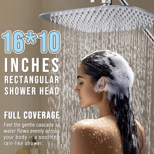 All Metal 16" Rain Shower Head with Handheld for Bathroom Upgrade