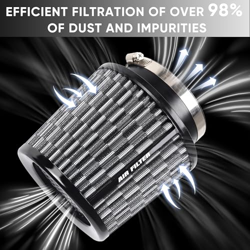3 3.5 4 Inches Cold Air Intake Filter 76mm 89mm 101mm High Performance Washable Clamp
