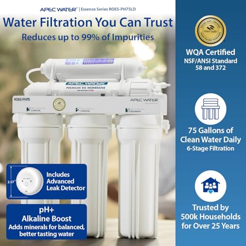 ROES-PH75LD, 6-Stage Under Sink RO System, Alkaline, 75 GPD