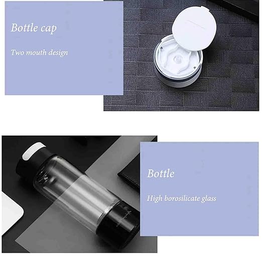 Hydrogen Water Bottle Generator, Portable H2 Water Ionizer Machine Cup with Rechargeable Glass Bottle, Healthy Alkaline Hydrogen Ions Water Maker for Exercise, Travel