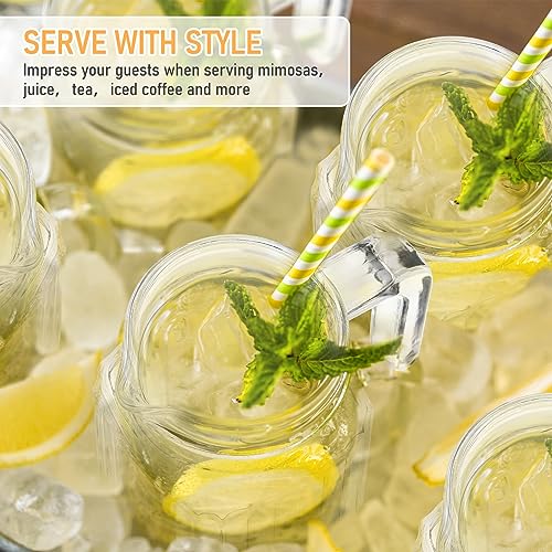 4 Pieces 17 oz Glass Pitcher with Lid Fridge Juice Glass Water Pitcher Beverage Drink Containers Jug for Fridge Iced Tea Lemonade Milk Cocktails Cold (4 Count)