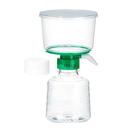 500ml Vacuum Filter Units - PES Bottle Top Vacuum Filter 0.22μm, Individually Wrapped,Pack of 1