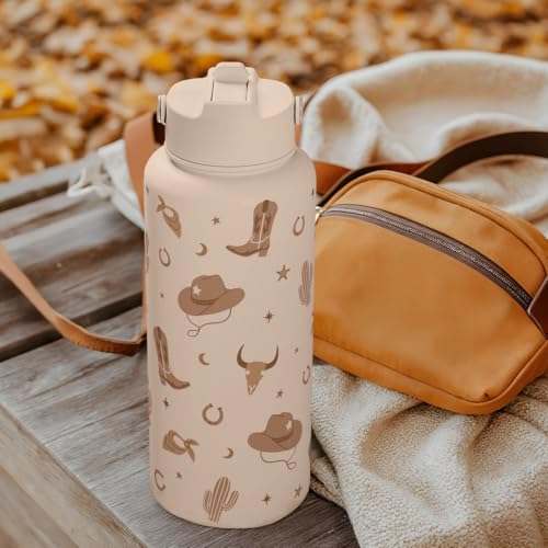 Western Cowgirl Water Bottle 32oz Stainless Steel with Lid