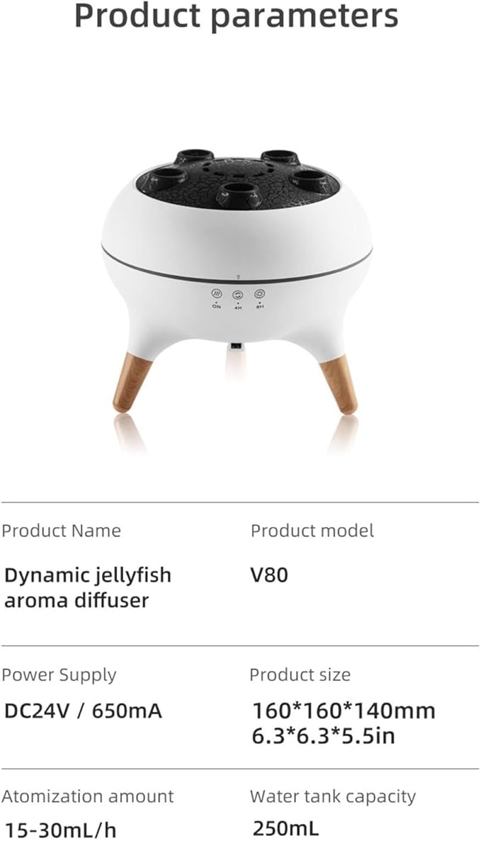 Jellyfish Diffuser with Remote, Smart LED Jelly Fish Humidifier with Music Rhythm Mist, Color-Changing Lights, 250ml Aroma Diffuser, Auto Shut-Off & Timer, for Bedroom, Office, Gifts