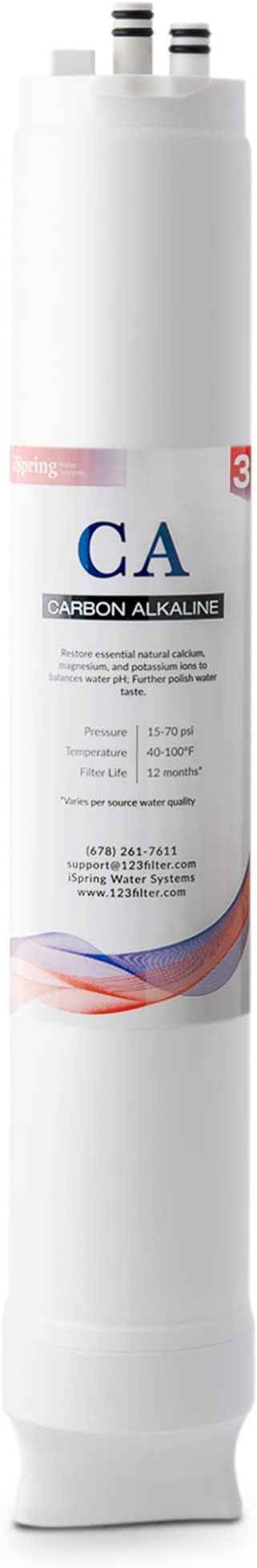 iSpring FCA500 Carbon Alkaline Composite Filter Replacement Cartridge for RO500 Series Tankless Reverse Osmosis Water Filtration System with Natural pH Balance and Remineralization