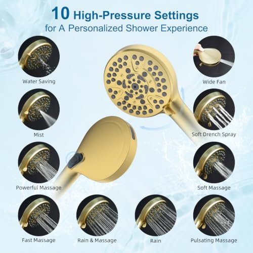 Metal 10" High Pressure Rain Shower Head Combo