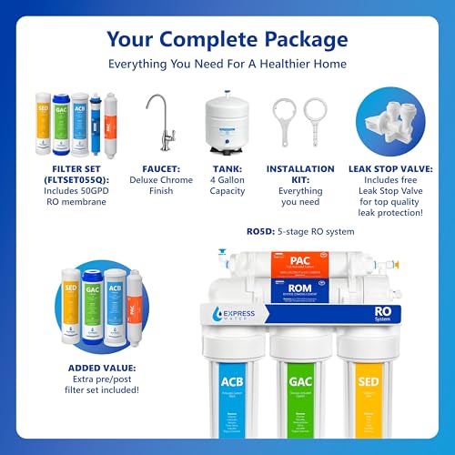 RO5DX, 5-Stage Under Sink Reverse Osmosis System, 50 GPD