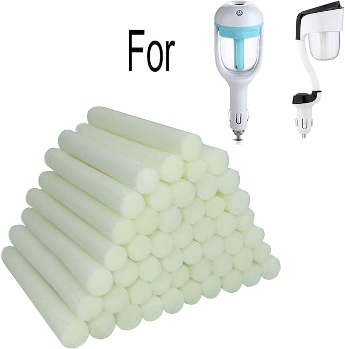 50-Pack Car Diffuser Sponges Refill Sticks Filter Wick Replacements, Absorbent Sponge Sticks, 2.75 X 0.31 Inch for Car Humidifier Diffuser and Mini Humidifier Ultrasonic Aroma Diffuser - AquaVibe