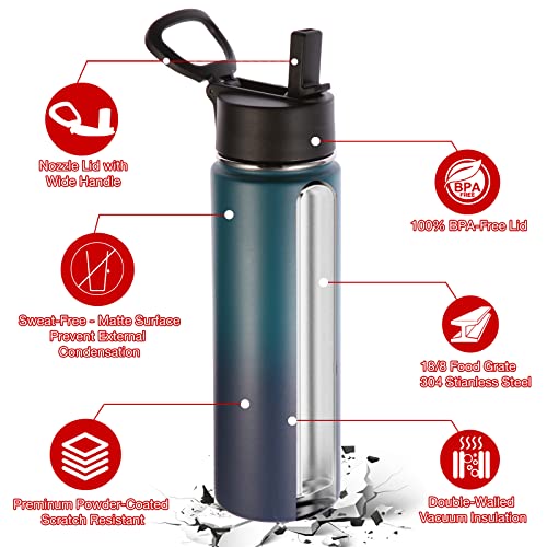 Insulated Water Bottles with Straw Bulk 4 Pack (4 Count)