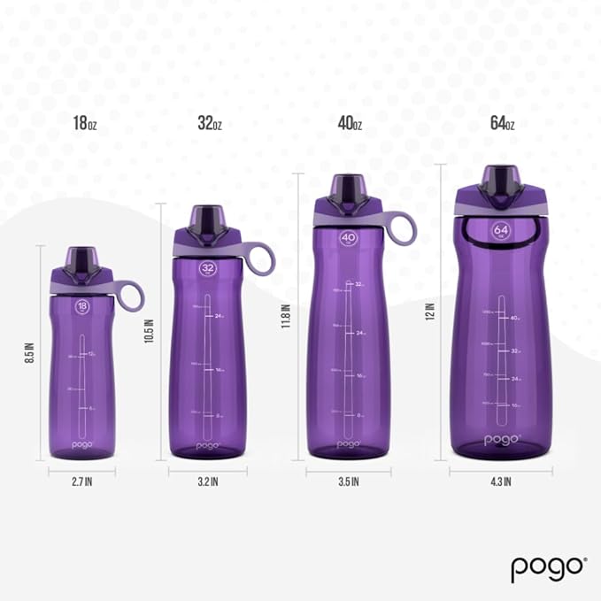 Pogo BPA-Free Tritan Plastic Water Bottle with Chug Lid, 40 Oz, Purple