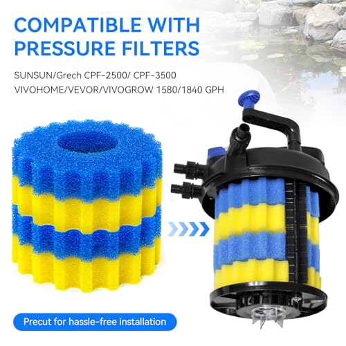 Filter Sponge Replacement for VIVOHOME Pond Filter 1580 (4 Count)