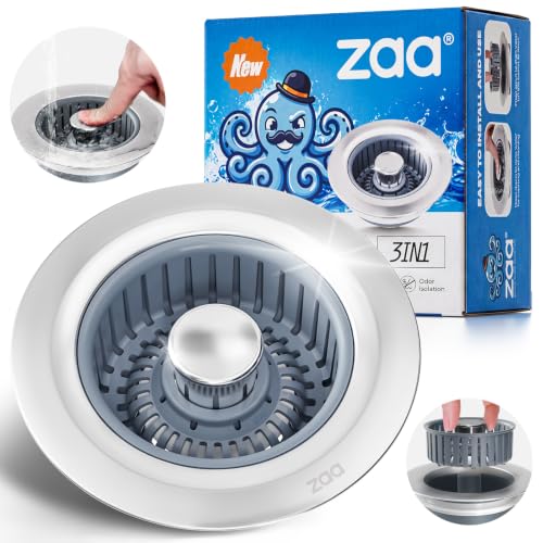 3 in 1 Kitchen Sink Drain Strainer Stopper Removable Basket Pop