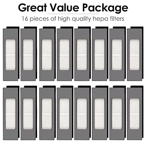 16 Pieces) N10 HEPA Filters for ECOVACS DEEBOT OZMO N10, N10 Plus, 920, 950, T8 AIVI Max, T9, T5, N5, N7, N8+, N8 Pro Plus, DX55, DX93, DJ65 Robot Vacuum Cleaner Filters Accessories Kit (16 Count)