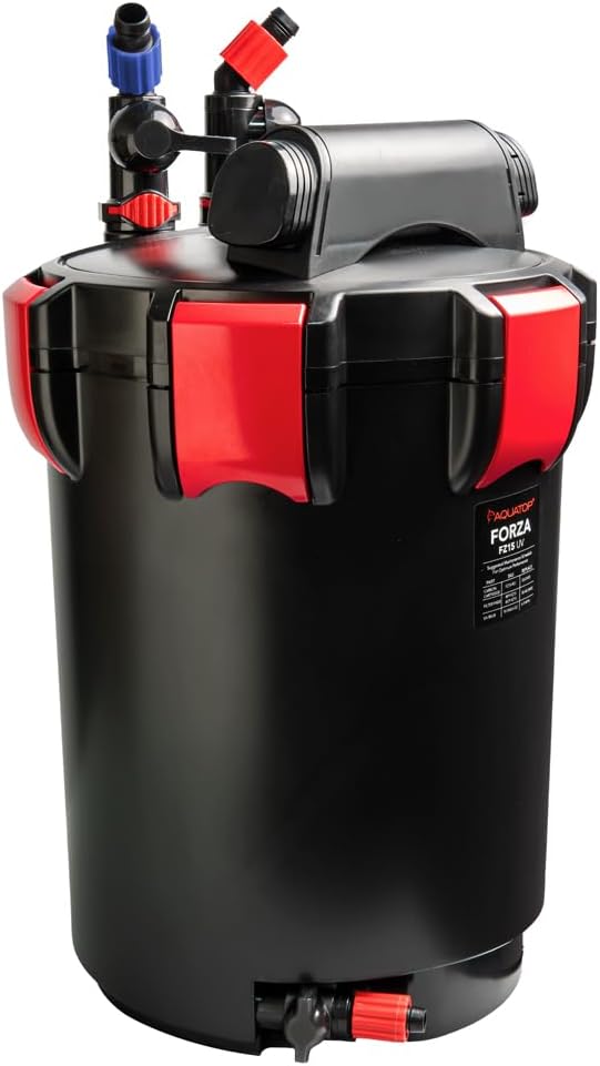 Aquatop Forza 15 UV Premium Canister Filter, 13W UV, 800 GPH – for 360 Gallon Fish Tanks, UV for Crystal Clear Water, Great for Salt & Freshwater Tanks, Including Aquarium Filter Media, FZ15-UV