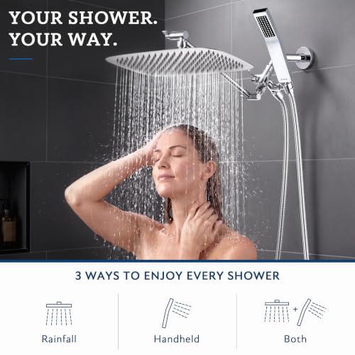 All Metal 16" Rain Shower Head with Handheld for Bathroom Upgrade